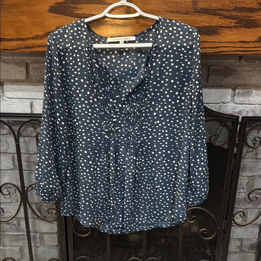 Women's Blue Polka Dot Blouse
